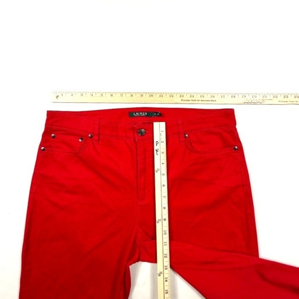 Lauren Ralph Lauren Premier Straight Red Jeans Womens 14 High Rise Stretch Pants - Picture 6 of 7